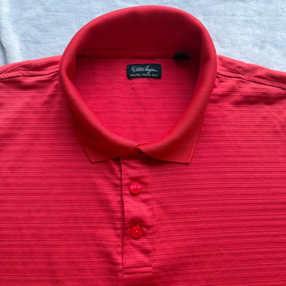 Walter Hagen Polo Shirt Mens XL Red Golf Short Sleeve Textured Performance
